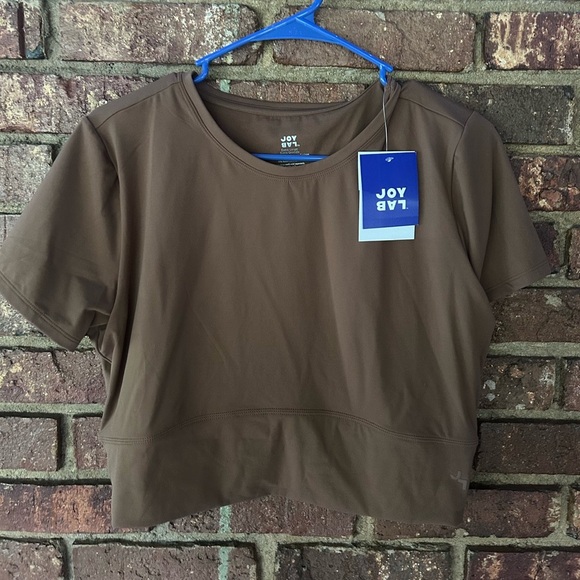 NWT XL Brown Joy Lab moisture wicking exercise crop top - Picture 1 of 4
